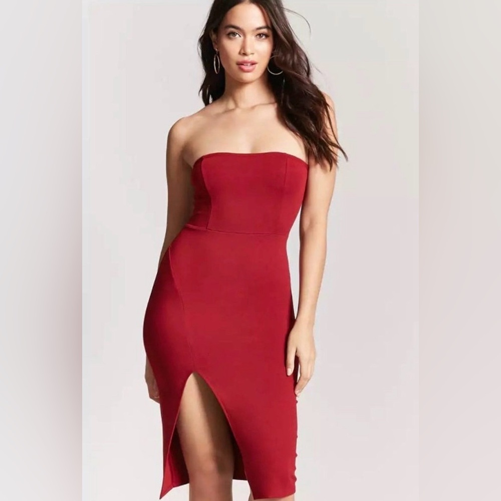 Red strapless dress size medium